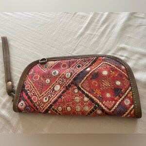 Chloe and Lex Boho Canvas and Leather Clutch wristlet wallet